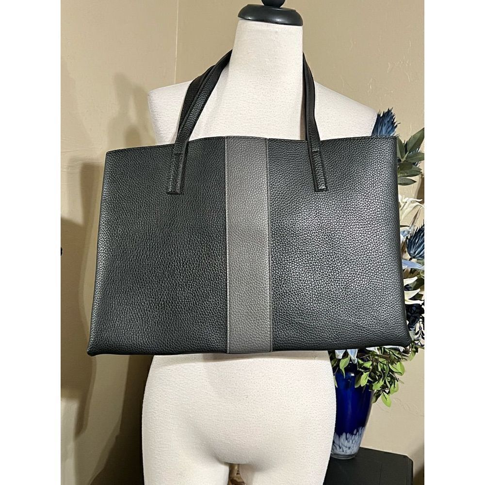 Vince Camuto Color Blocked Black Leather Tote
